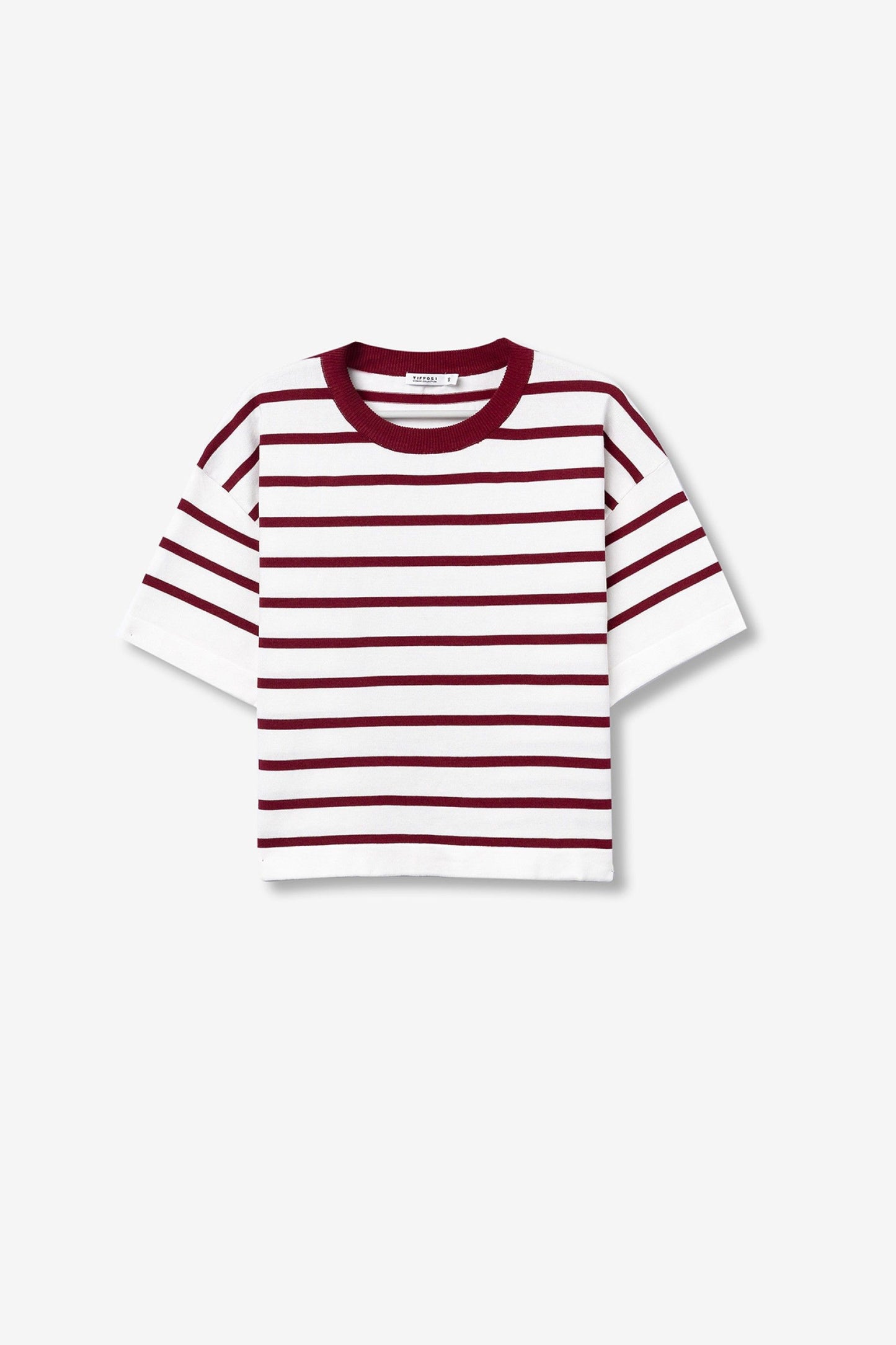 Πλεκτή Μπλούζα με Μπορντό Ρίγες