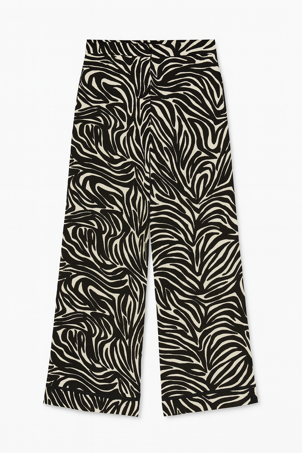 Ψηλόμεσο Satin Wide-Leg Παντελόνι με Ασπρόμαυρο Print