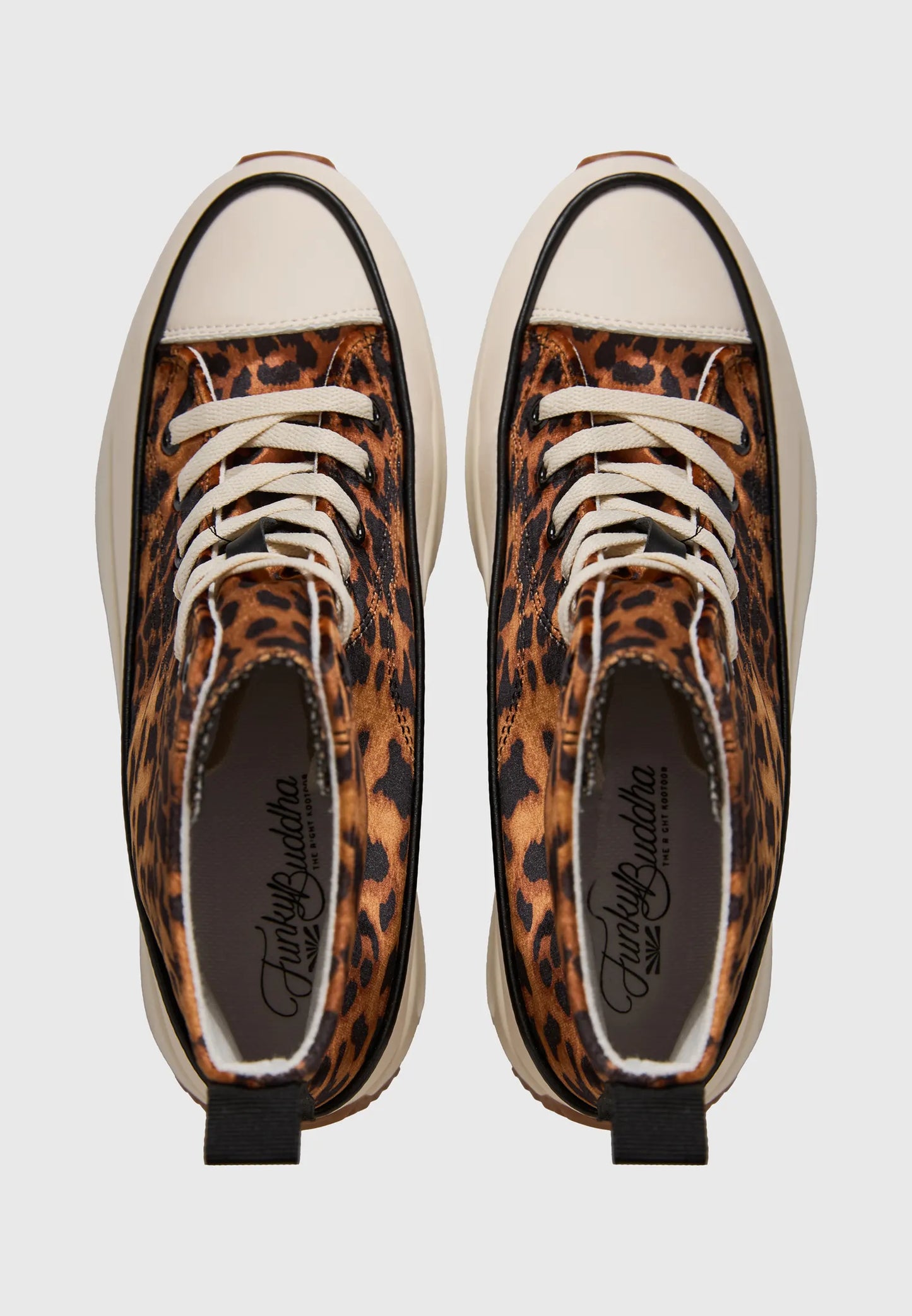FUNKY BUDDHA Γυναικείο Sneaker Ψηλό με Διπλή Σόλα Animal Print Καφέ λήψη από πάνω