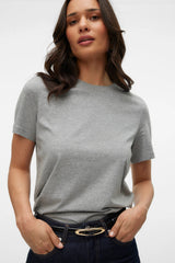 Basic T-shirt Γκρι Melange Κανονική Εφαρμογή