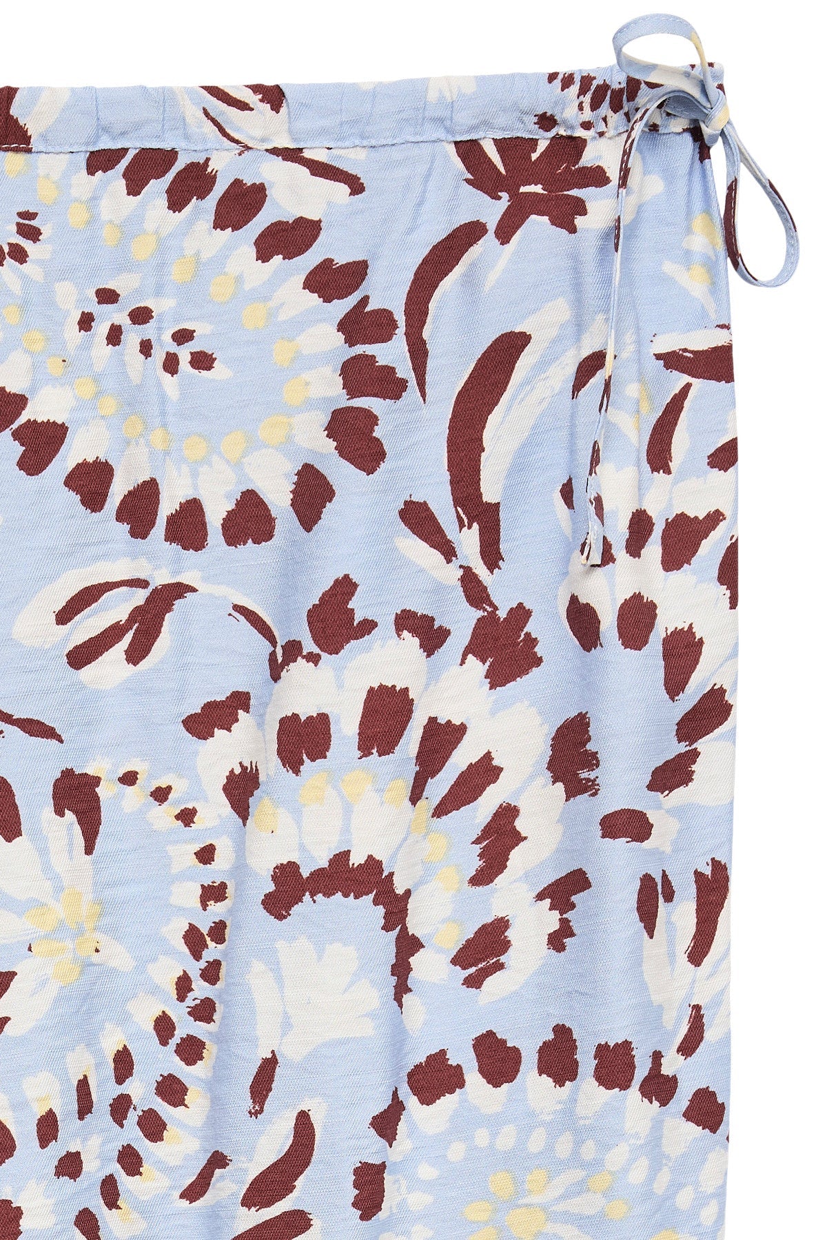 VERO MODA Παντελόνα Wide-Leg Ψηλόμεση Φλοράλ Print Γαλάζιο-Μπορντό λεπτομέρεια