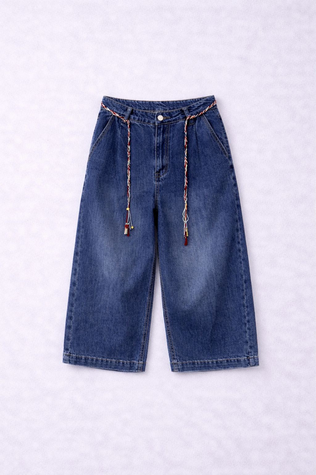 GIOYA jeans culotte wide leg dark blue denim - flat lay