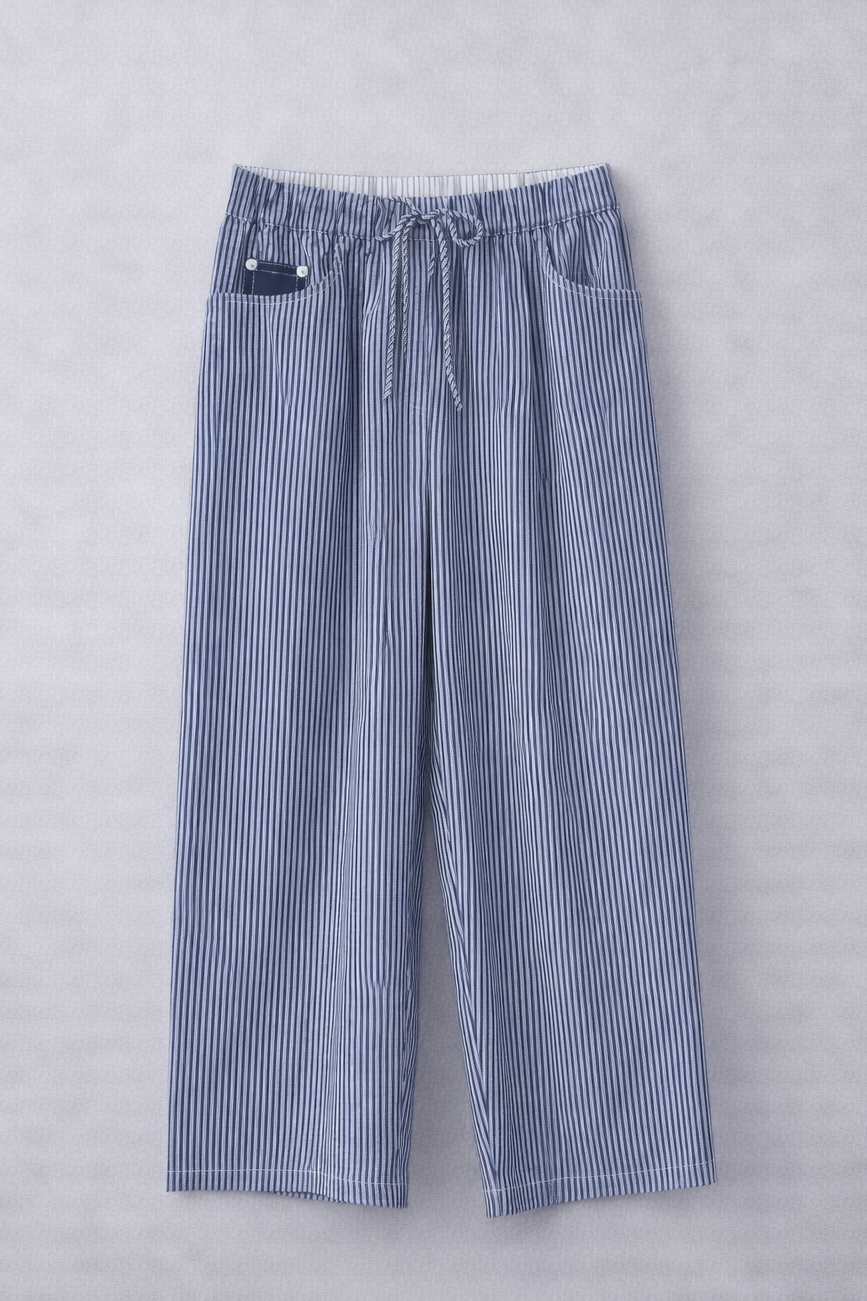 GIOYA jeans wide leg striped blue white - flat lay