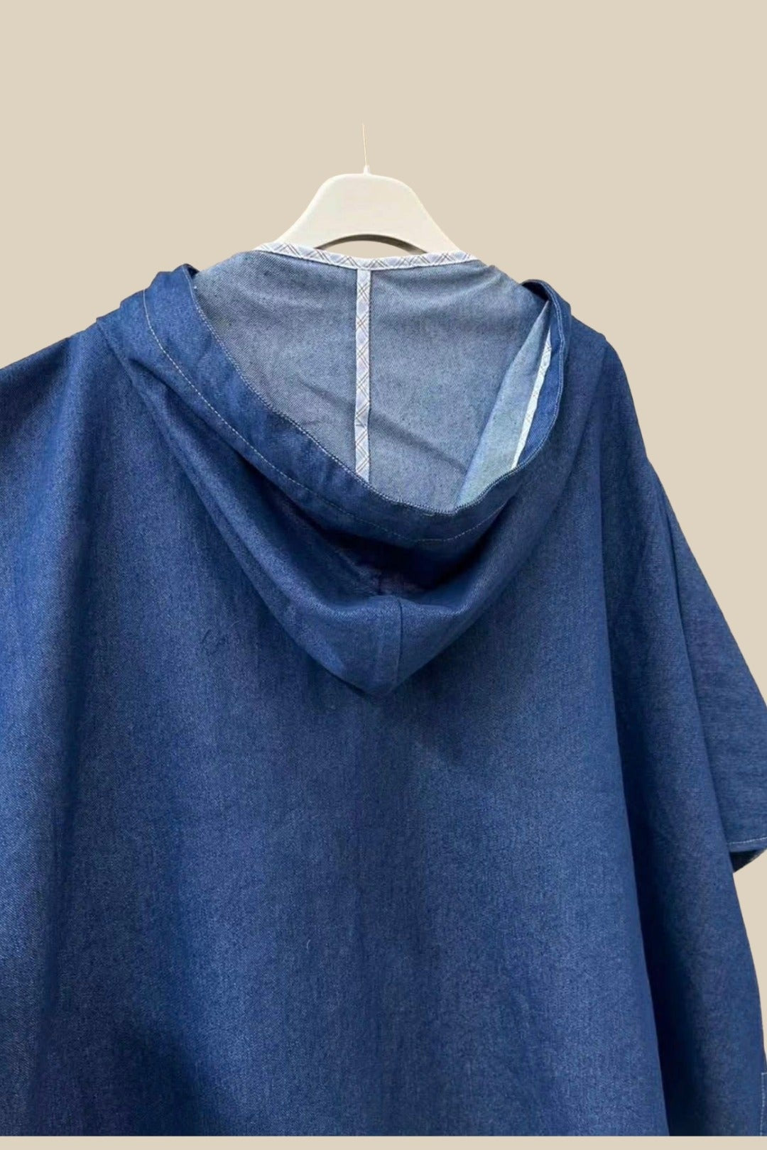 GIOYA τζάκετ με κουκούλα μπλε - πίσω όψη λεπτομέρεια κουκούλας