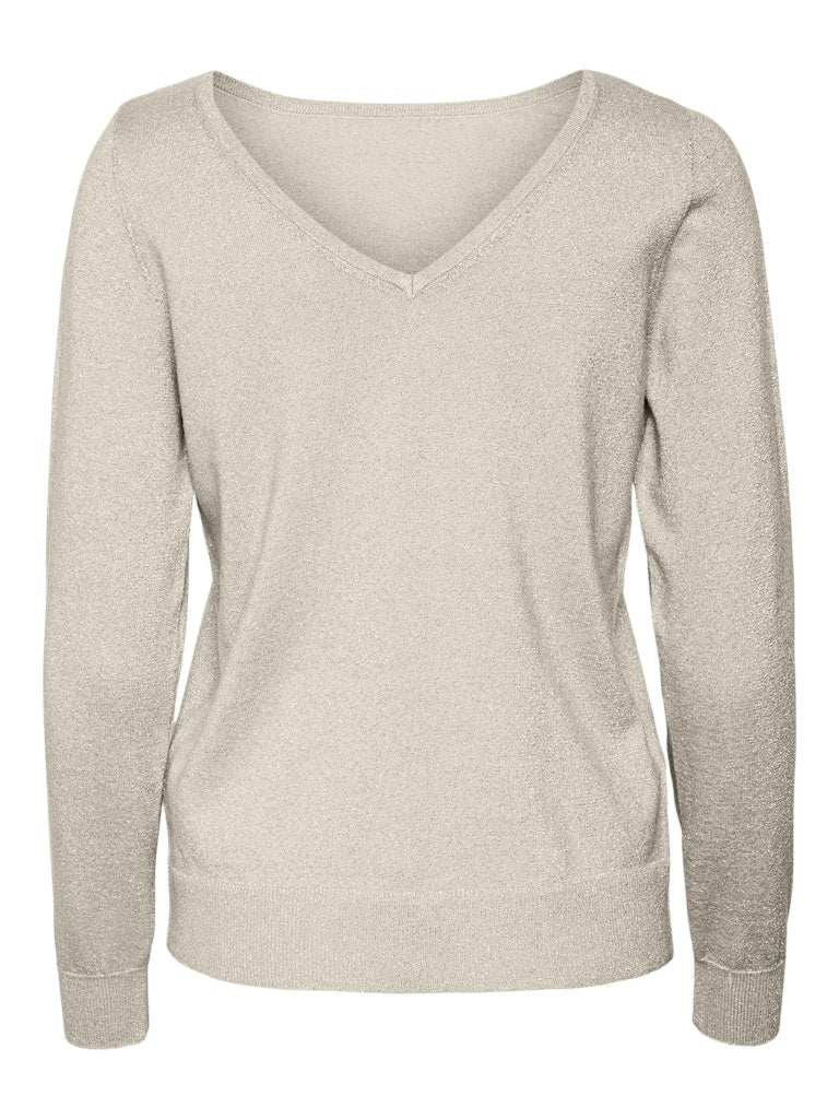 V-Neck Πουλόβερ με Διακριτική Λάμψη