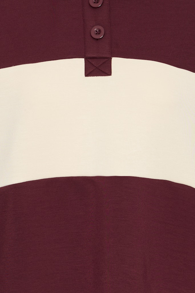 B.YOUNG Γυναικεία Μπλούζα Rugby Polo Γιακάς Ρίγες Μπορντώ Εκρού λεπτομέρεια