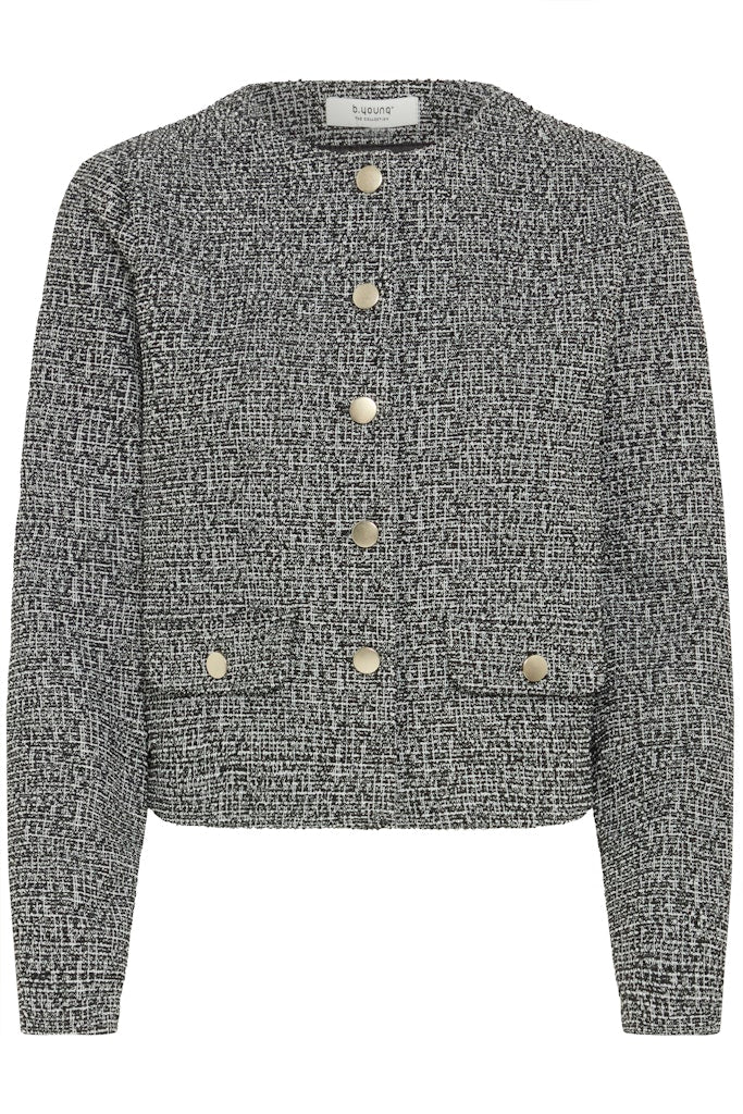 B.YOUNG Γυναικείο Σακάκι Tweed Τύπου Chanel Χρυσά Κουμπιά επίπεδη λήψη μπροστινή όψη