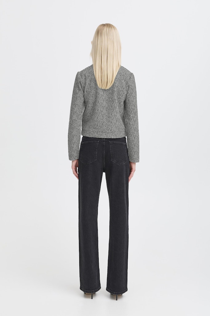 B.YOUNG Γυναικείο Σακάκι Tweed Τύπου Chanel Χρυσά Κουμπιά ολόσωμη εμφάνιση πίσω όψη
