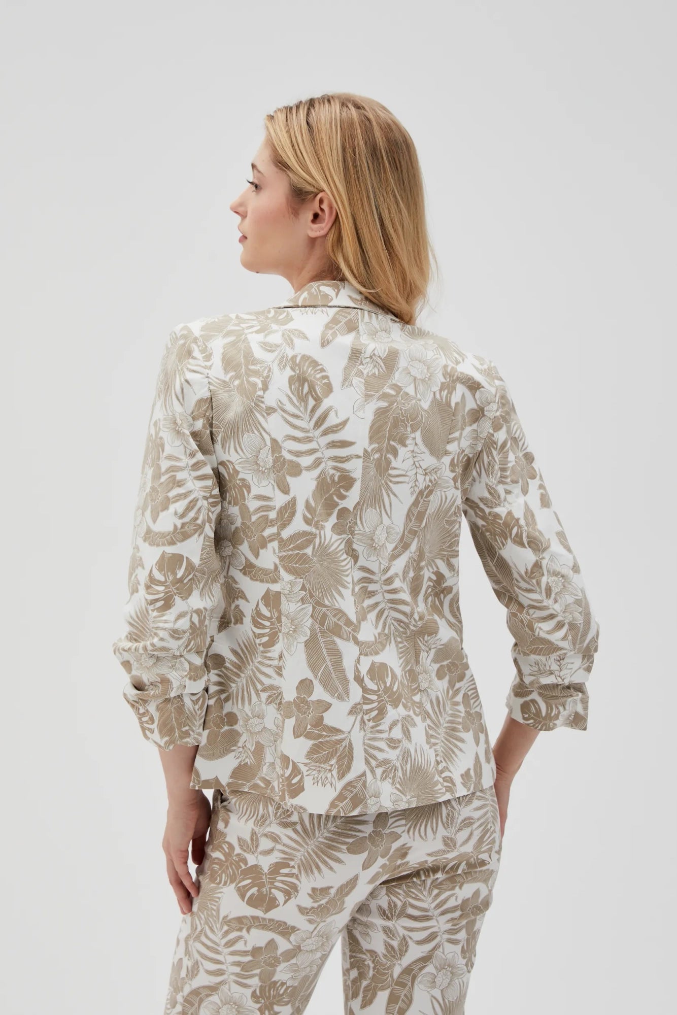 MOODO μπεζ blazer floral μοτίβο θηλυκό - πίσω όψη