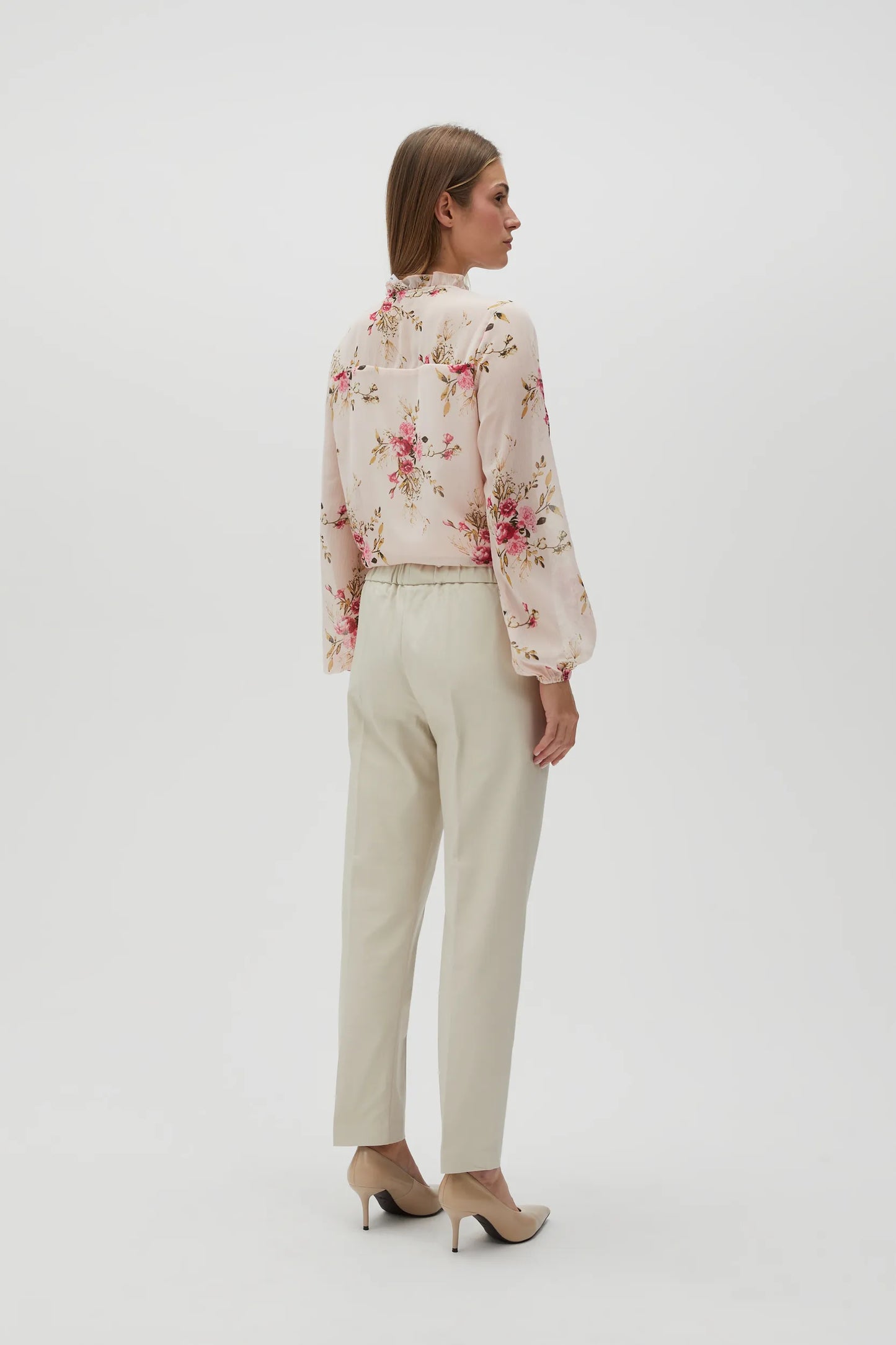 MOODO straight pants elastic waist κλασικό - πίσω όψη