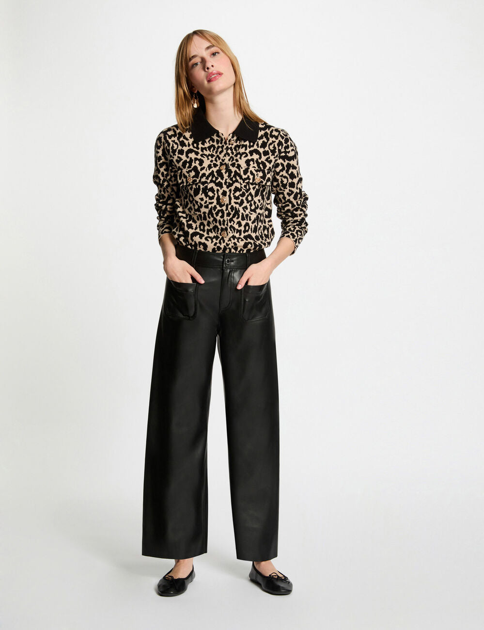 Ολόσωμη εμφάνιση με γυναικεία ζακέτα leopard print Morgan
