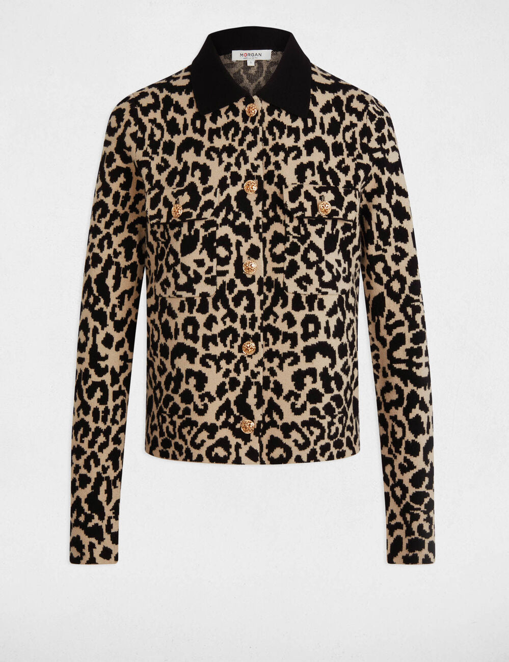 Morgan γυναικεία μακρυμάνικη ζακέτα με leopard print