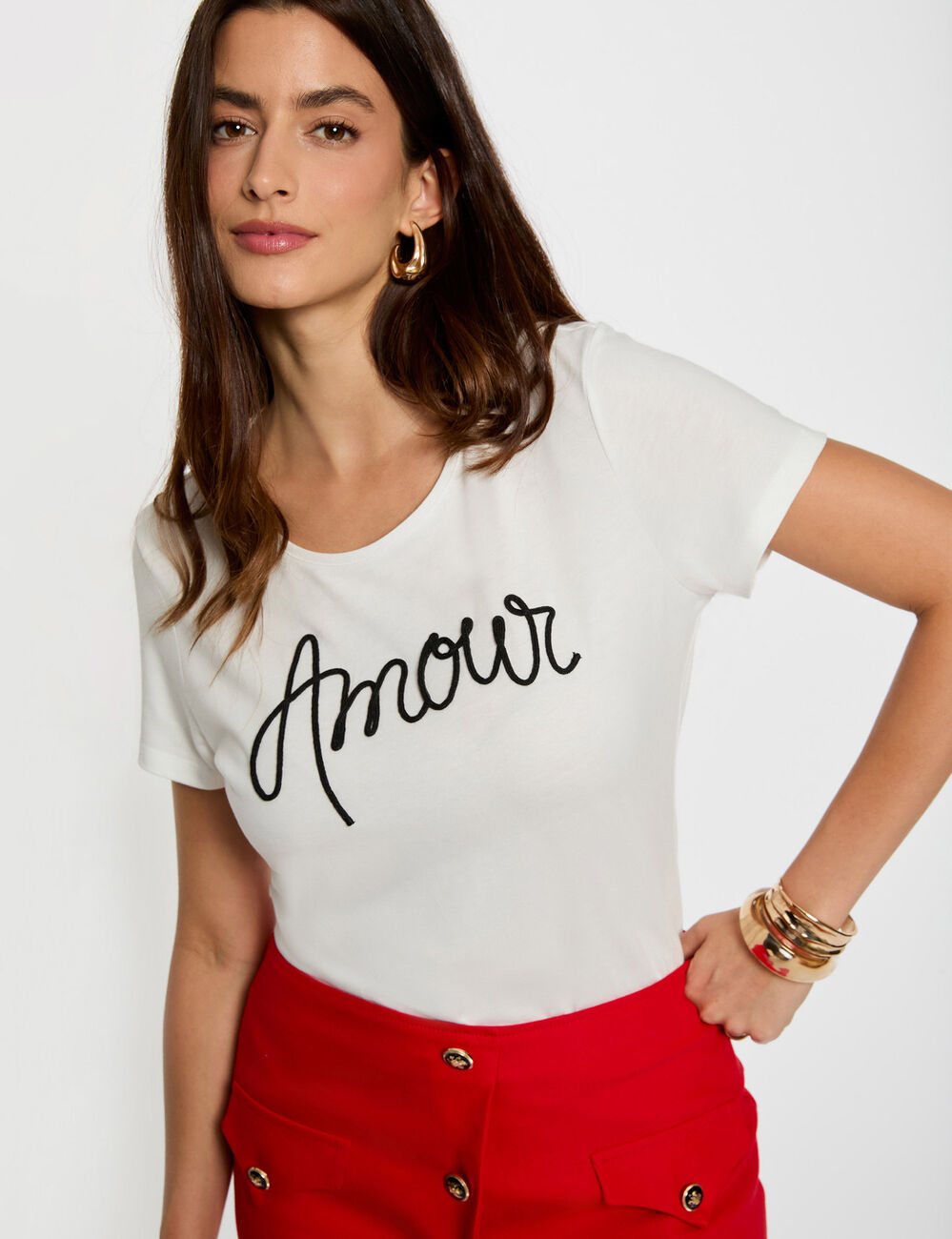 Μπροστινή όψη T-shirt με "Amour" inscription