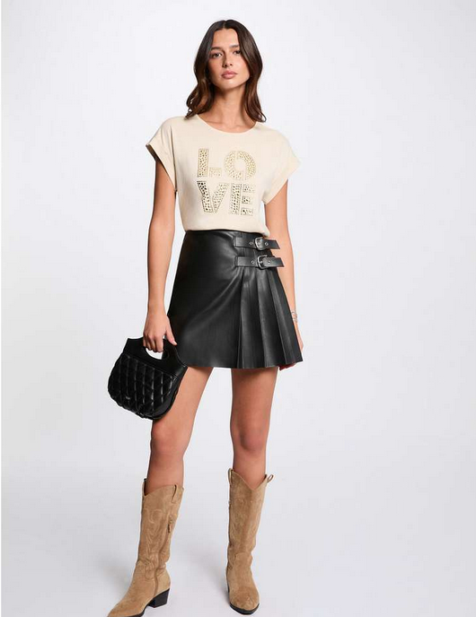 MORGAN γυναικείο t-shirt με μοτίβο LOVE από τρουκς, στρογγυλή λαιμόκοψη, μπροστινή όψη