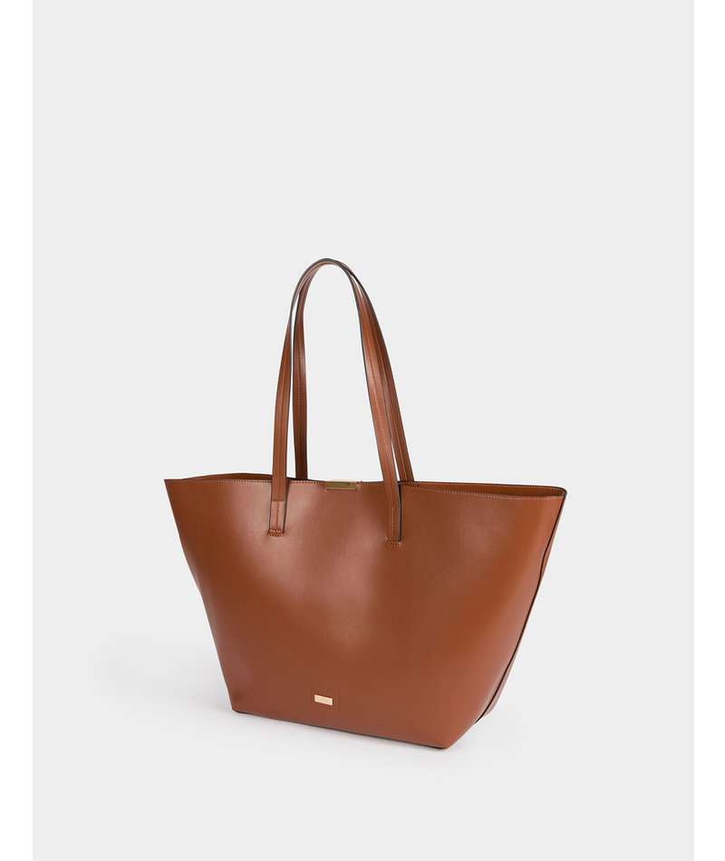 MORGAN Τσάντα Ώμου Shopper Bag με Κοσμήματα Κάμελ πίσω όψη