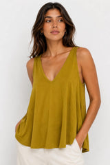 Αμάνικη Μπλούζα Oversized V-neck Tencel