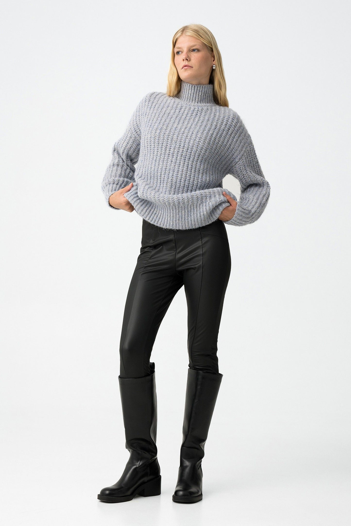 Tiffosi Γυναικείο Ψηλόμεσο Leggings από Faux Leather - ολόσωμη εμφάνιση μπροστινή όψη