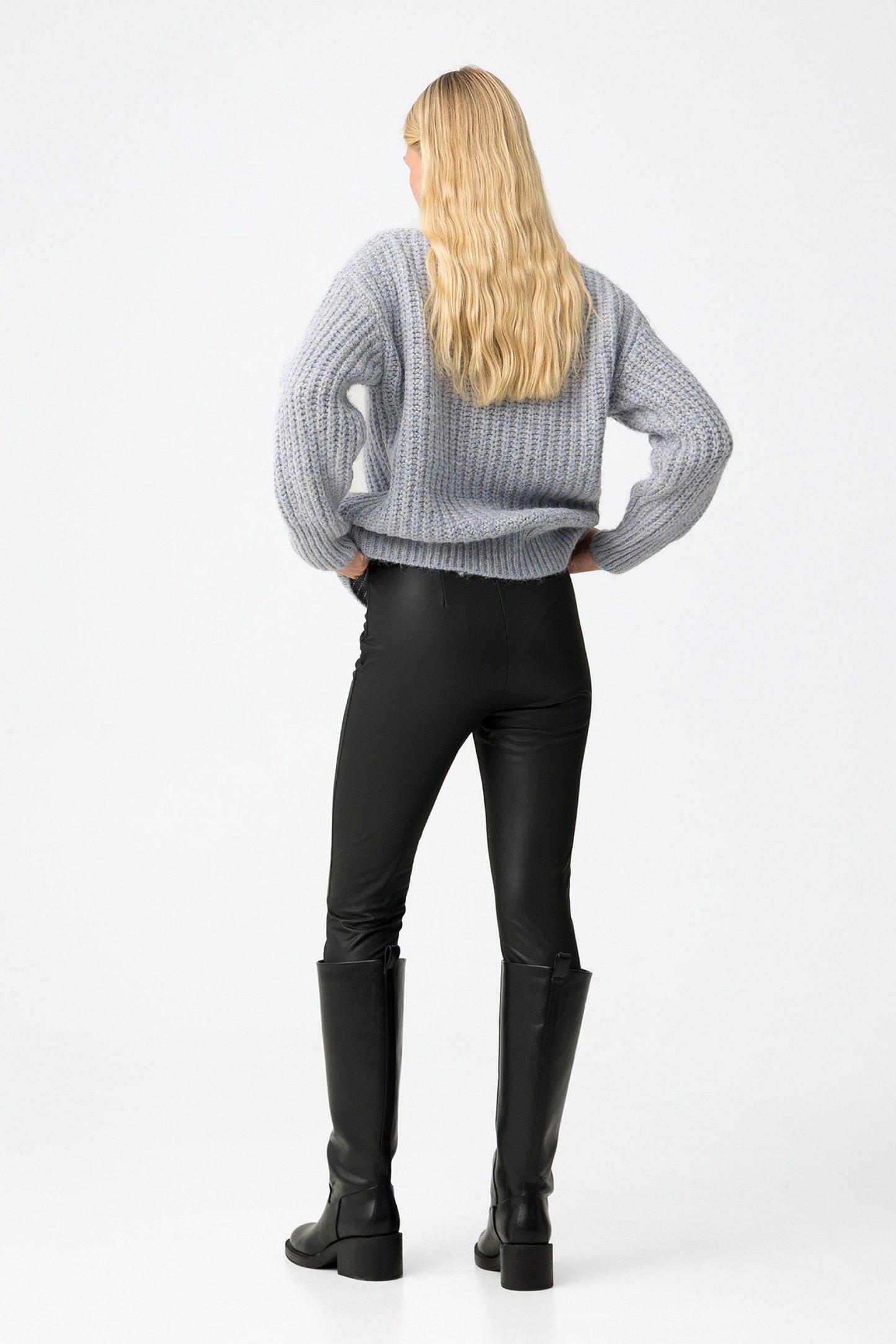 Tiffosi Γυναικείο Ψηλόμεσο Leggings από Faux Leather - ολόσωμη εμφάνιση πίσω όψη