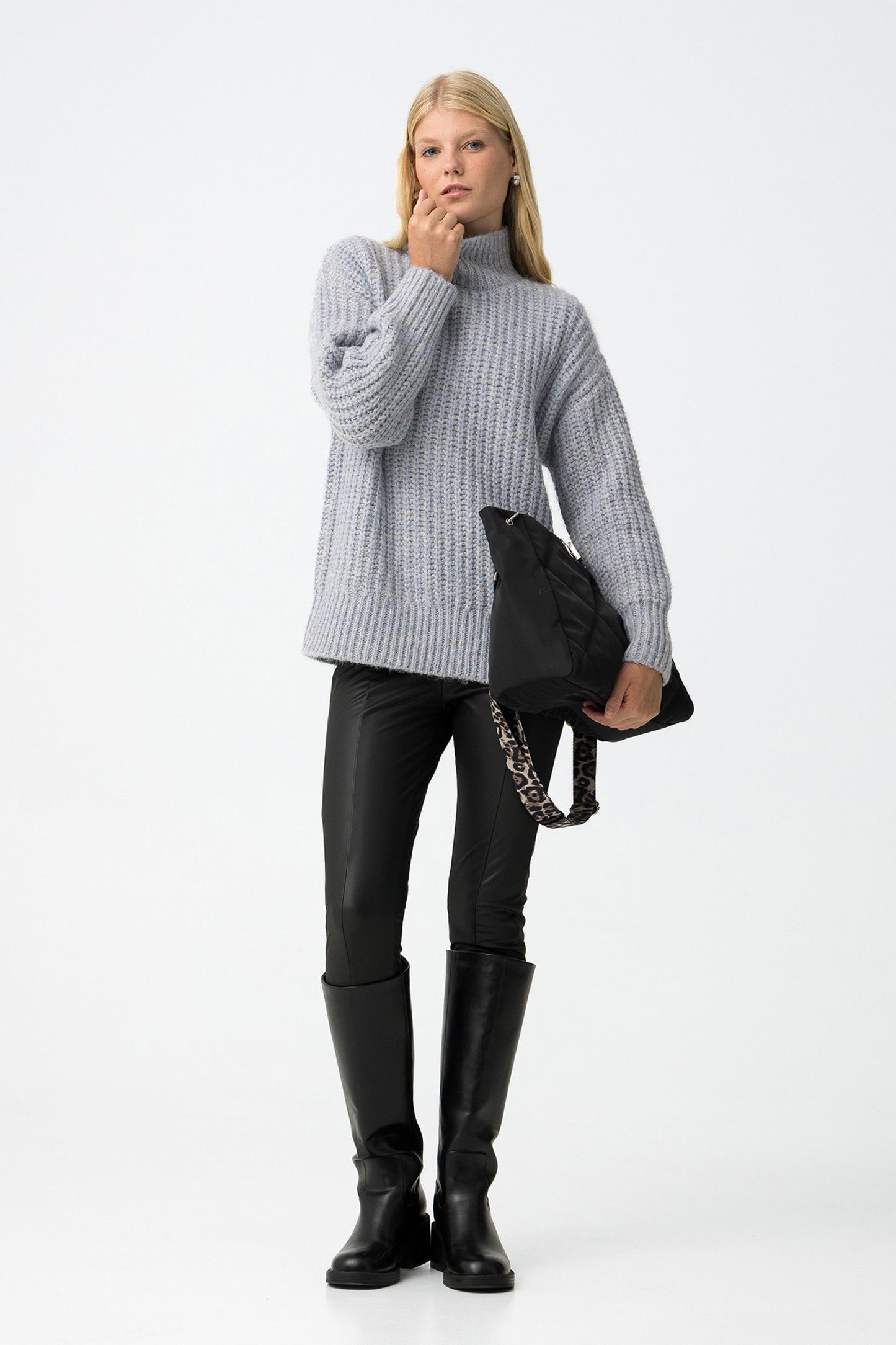 Tiffosi Γυναικείο Ψηλόμεσο Leggings από Faux Leather - ολόσωμη εμφάνιση styling μπροστινή όψη