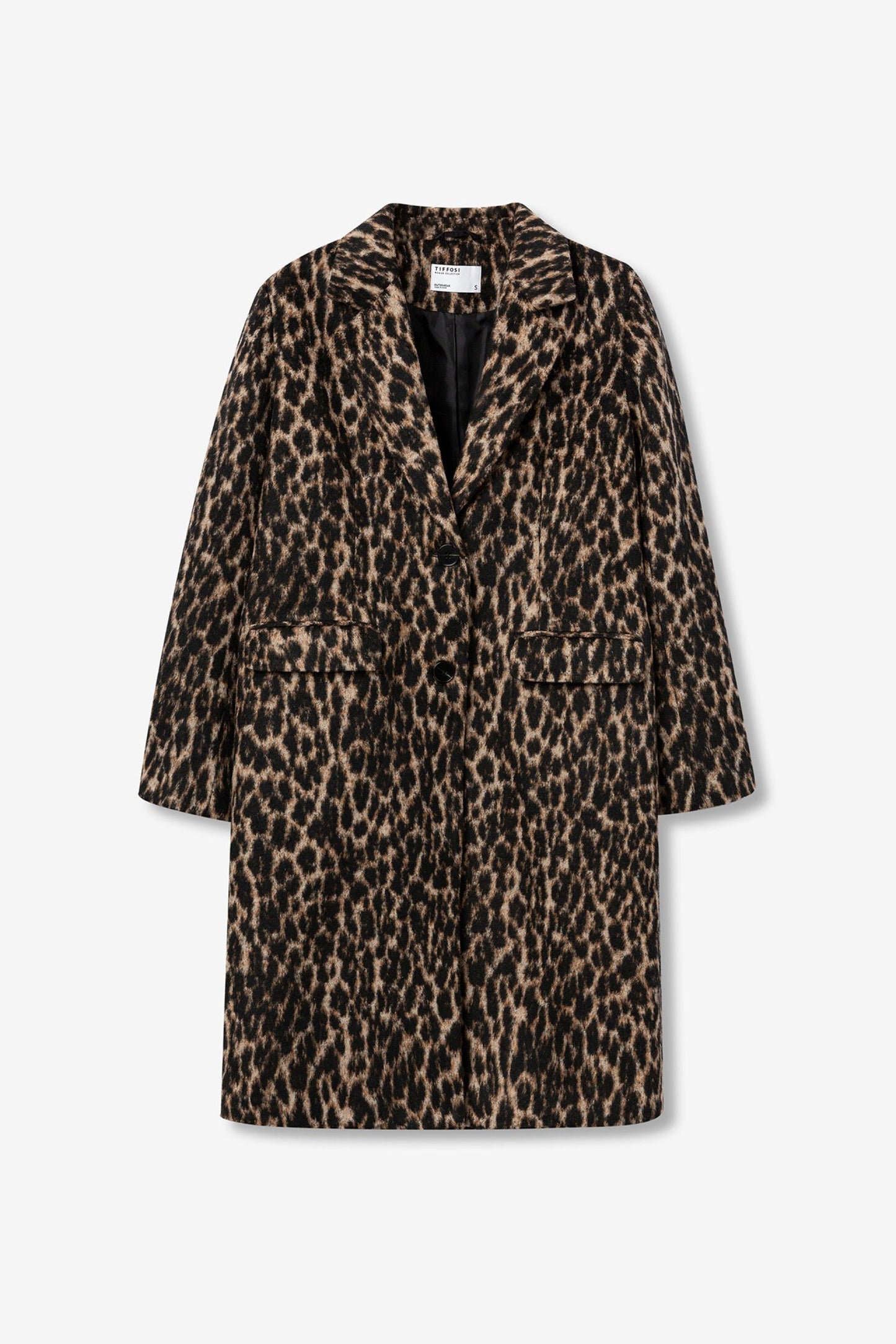 Tiffosi Μακρύ Παλτό Leopard Print με Κουμπιά