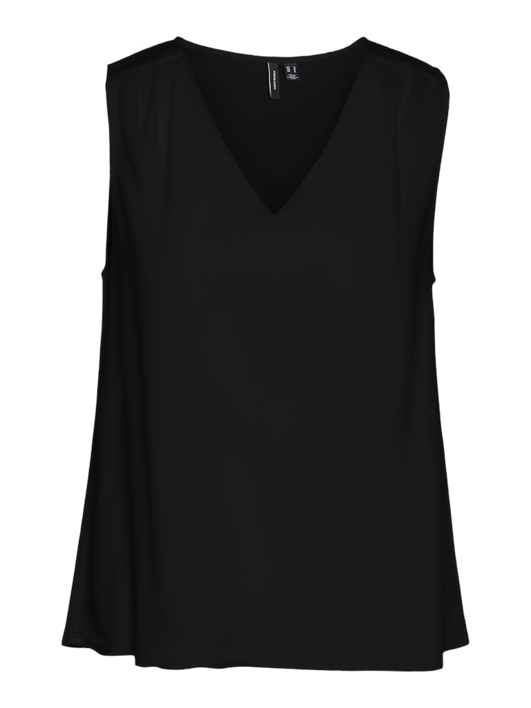 Flat lay φωτογραφία της μαύρης αμάνικης VERO MODA γυναικείας μπλούζας από viscose
