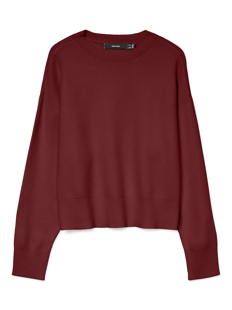 Vero Moda γυναικείο basic πουλόβερ βουργουνδί με χαλαρούς ώμους