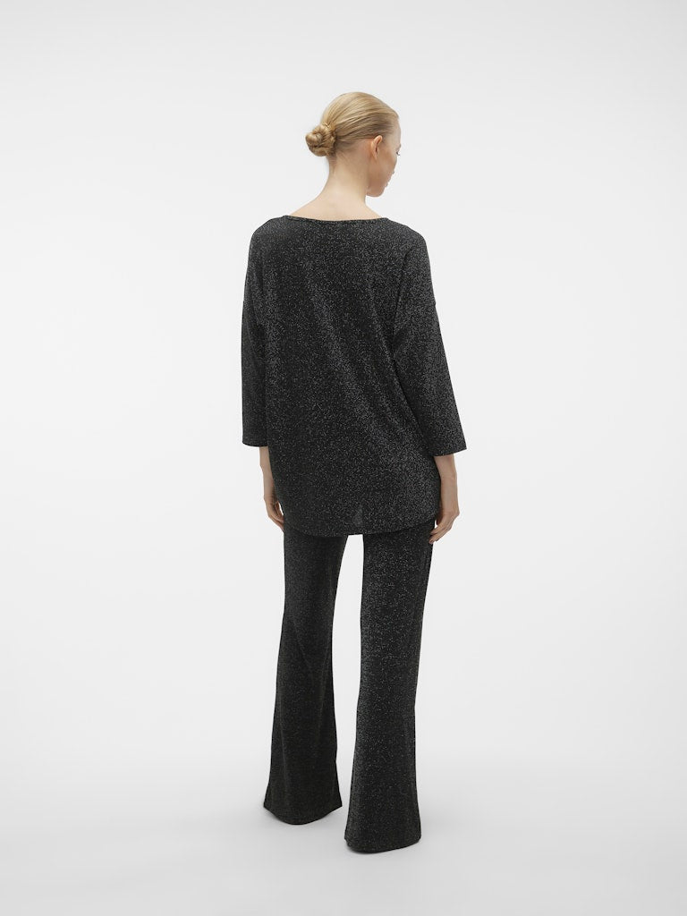 Vero Moda Μαύρο Παντελόνι με Lurex – full body look, πίσω όψη