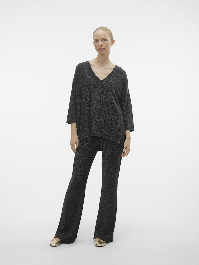 Vero Moda Μαύρο Παντελόνι με Lurex – full body look, μπροστινή όψη