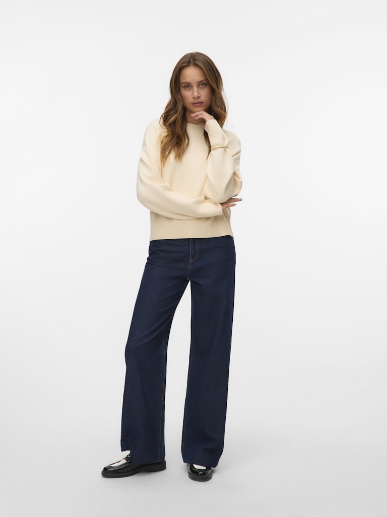 Vero Moda γυναικείο ψηλόμεσο φαρδύ τζιν με χρυσό διακοσμητικό αλυσιδάκι