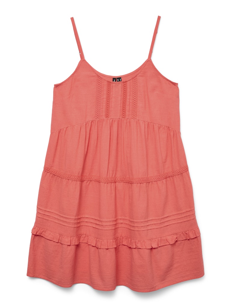 "Επίπεδη λήψη VERO MODA Pretty Short Singlet Dress - κομψό μίνι φόρεμα με τιράντες