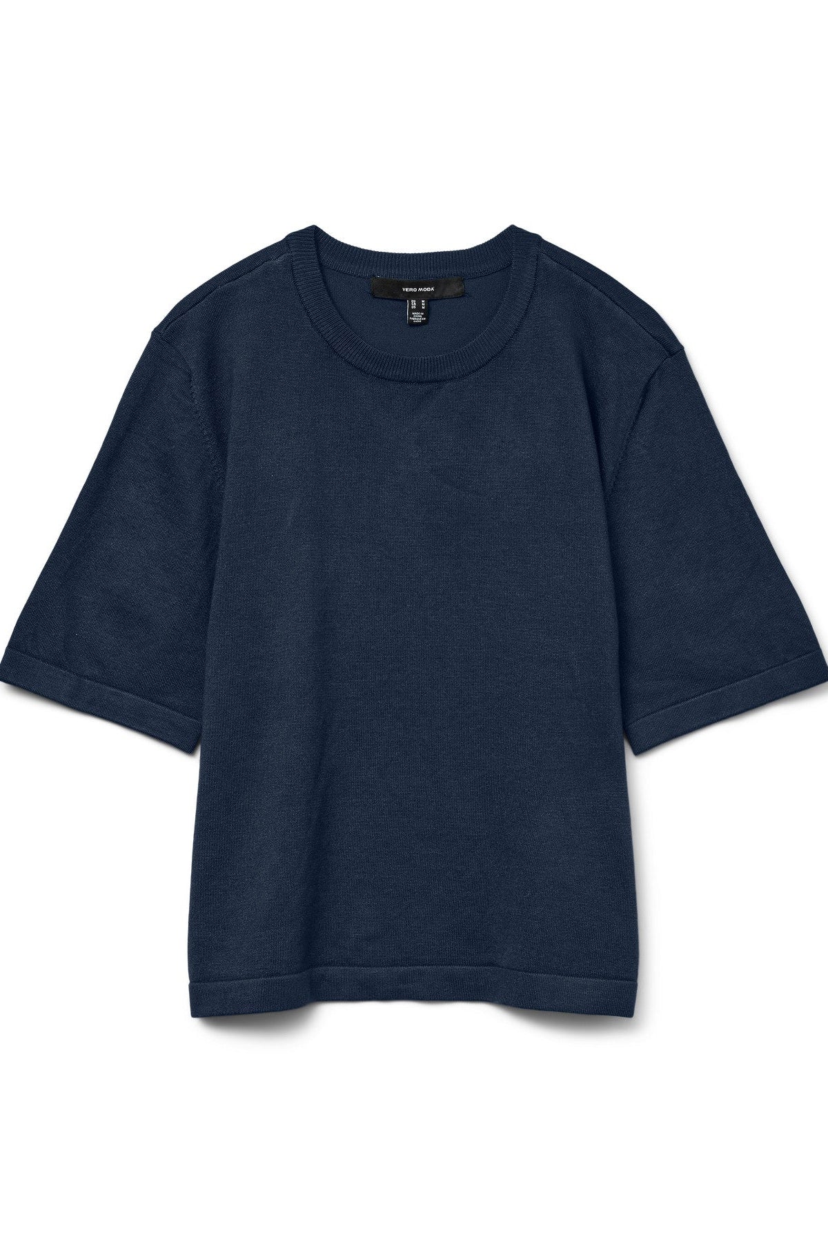 μπλε navy πλεκτή μπλούζα Vero Moda κοντομάνικη μπροστινή όψη