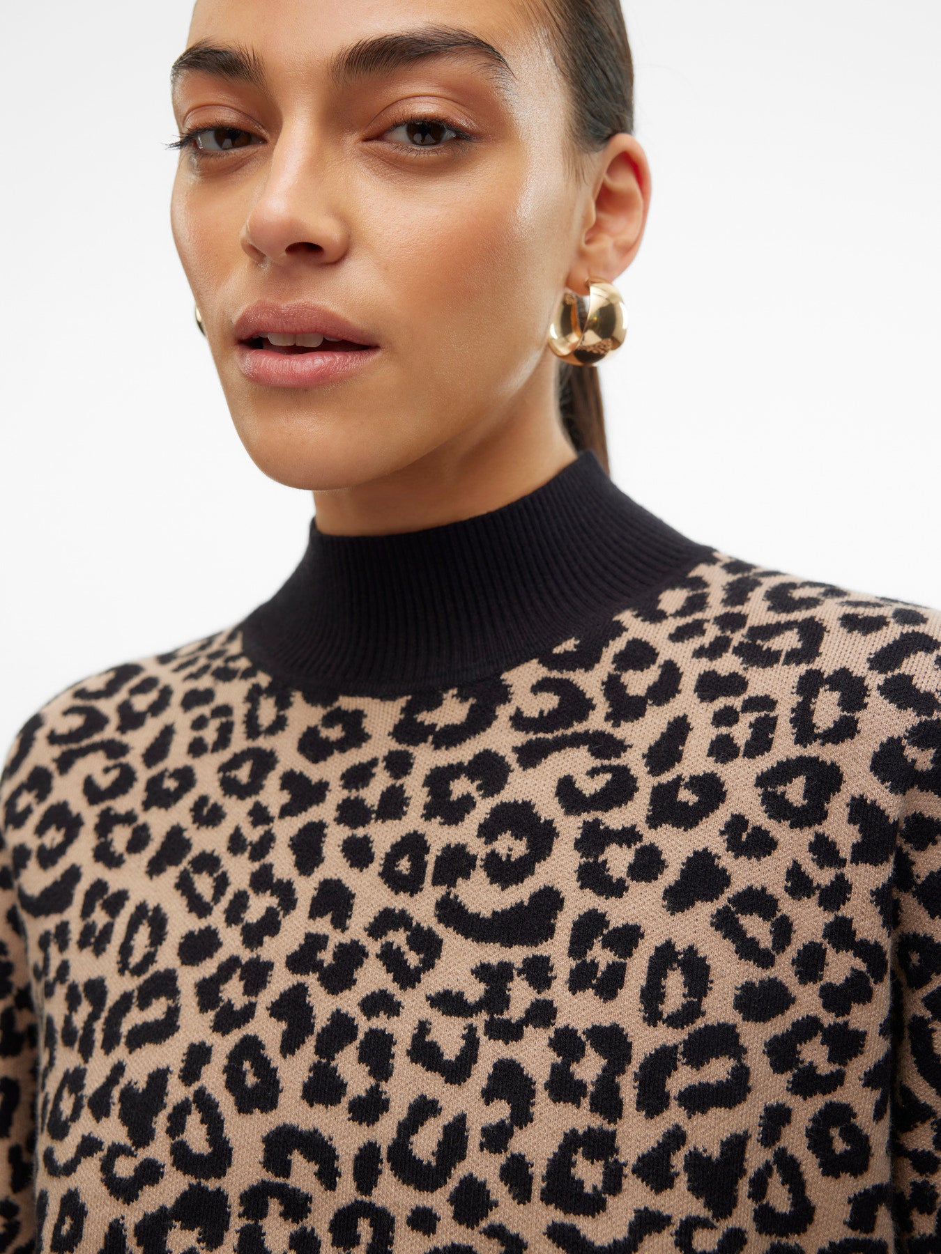 VERO MODA Πλεκτό Πουλόβερ - λεπτομέρεια leopard print