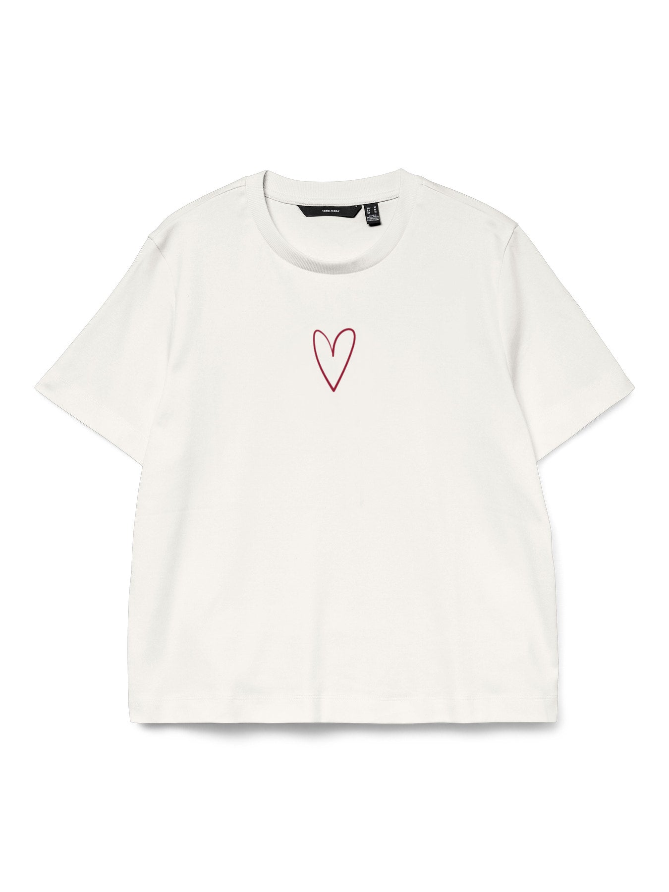 VERO MODA T-shirt Κοντομάνικο Οργανικό Βαμβάκι Heart Print Λευκό