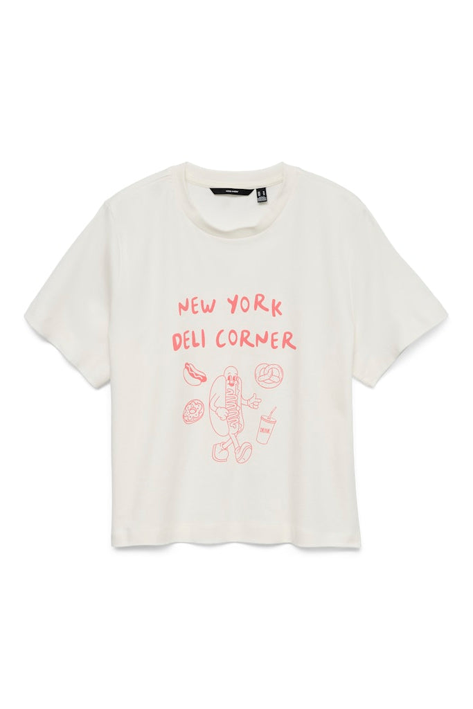 VERO MODA T-shirt New York Deli Corner λευκό - flat lay
