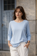 Ασύμμετρη Μπλούζα με Κουφόπιετα στην Πλάτη Γαλάζιο