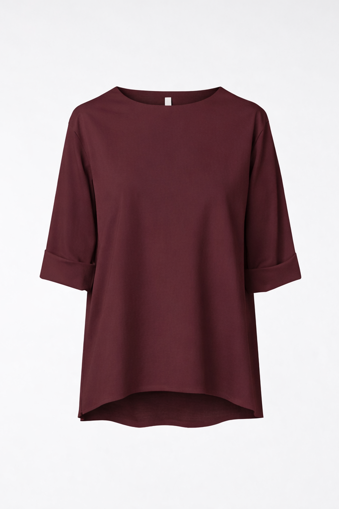 Γυναικείο Ασύμμετρο μπορντό t-shirt Punto Milano Wendy Trendy