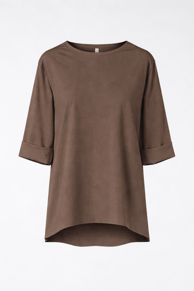 Ασύμμετρο καφέ t-shirt Punto Milano Wendy Trendy