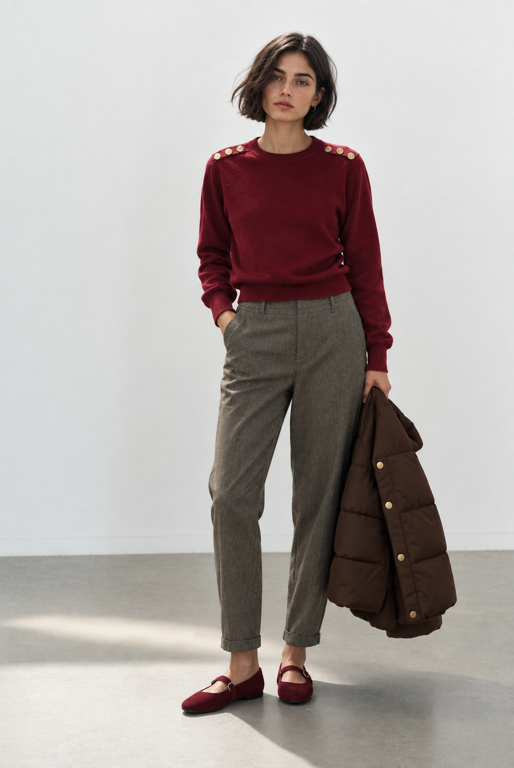 γυναικεία FUNKY BUDDHA μαύρο κοτλέ παντελόνι jogger wide leg με matching ribbed φούτερ casual σύνολο
