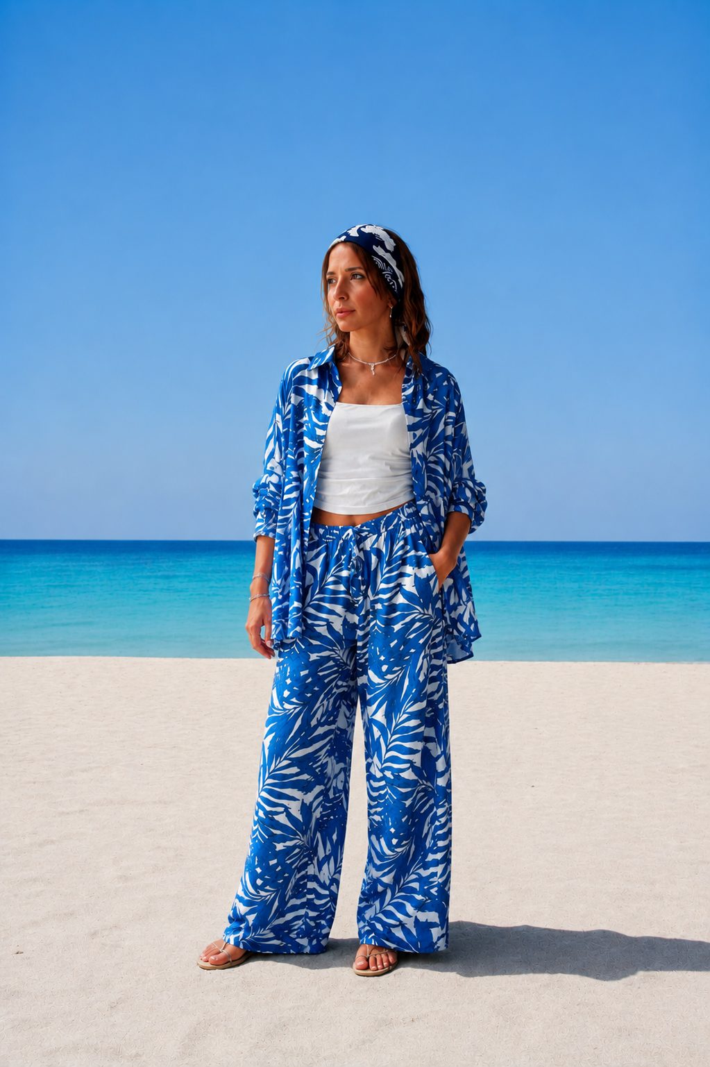 FENOMEN PARIS Tropical Print Πουκάμισο & Παντελόνι
