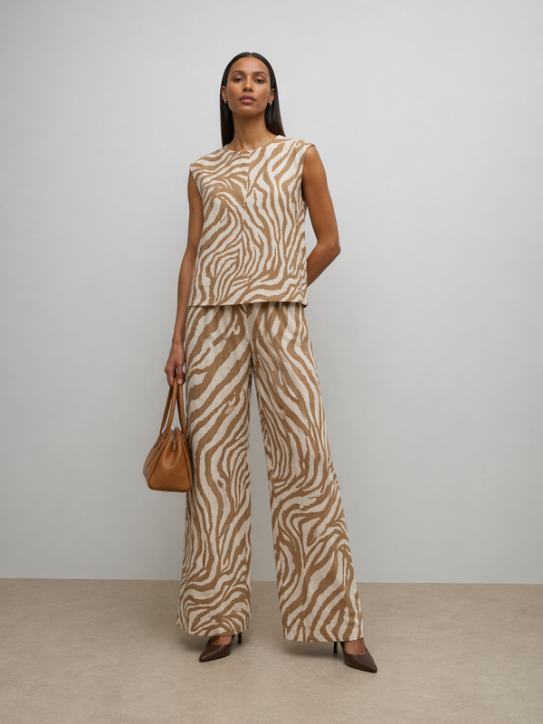 Vero Moda Set Animal Print Μπλούζα & Παντελόνα