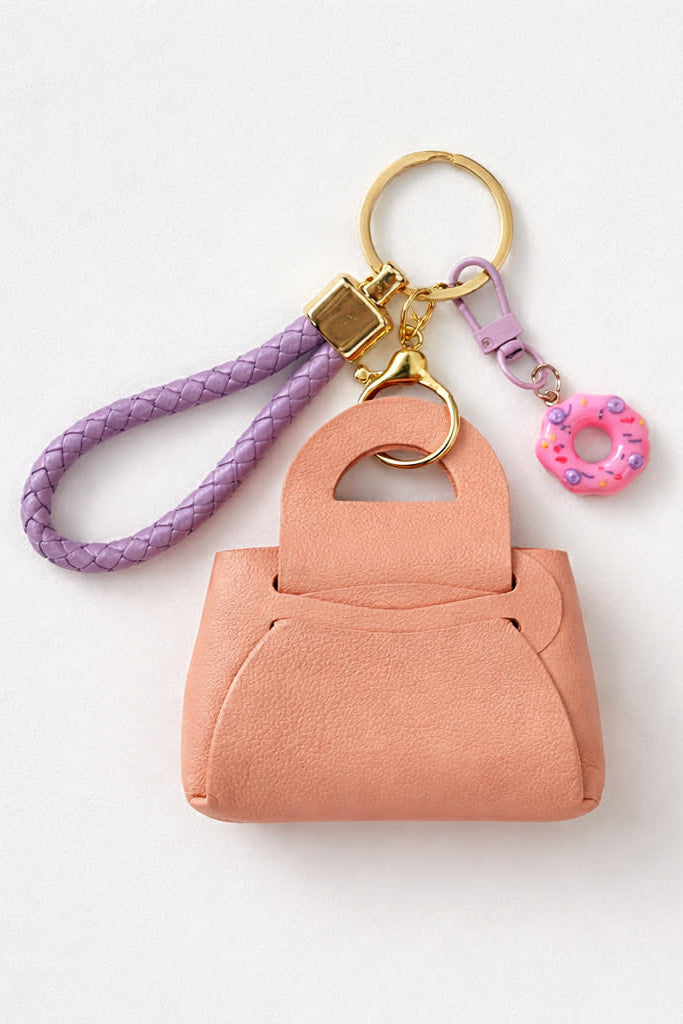 Bag Charm / Μπρελόκ Τσαντάκι Ροζ με Donut