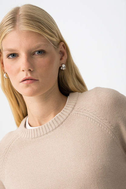 Tiffosi Γυναικείο Basic Πουλόβερ Κανονική Εφαρμογή Round Neck Raglan Μανίκια λεπτομέρεια