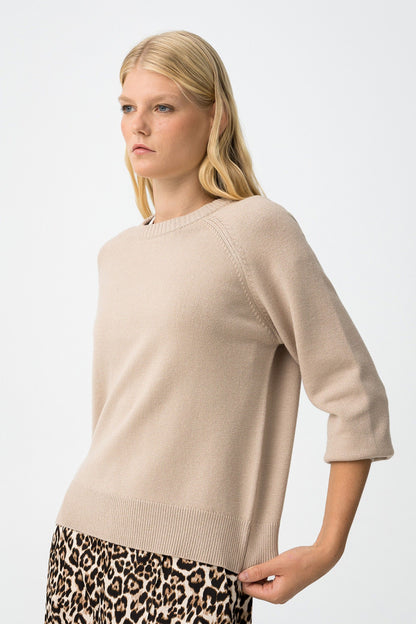 Tiffosi Γυναικείο Basic Πουλόβερ Κανονική Εφαρμογή Round Neck Raglan Μανίκια πλάγια όψη