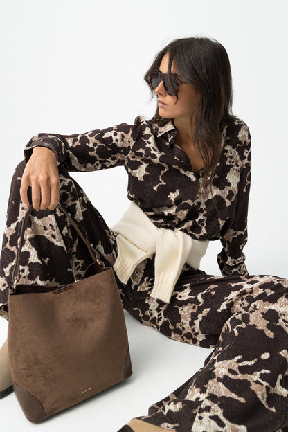 Tiffosi Palazzo Παντελόνι Animal Print με Πλαϊνό Φερμουάρ statement style