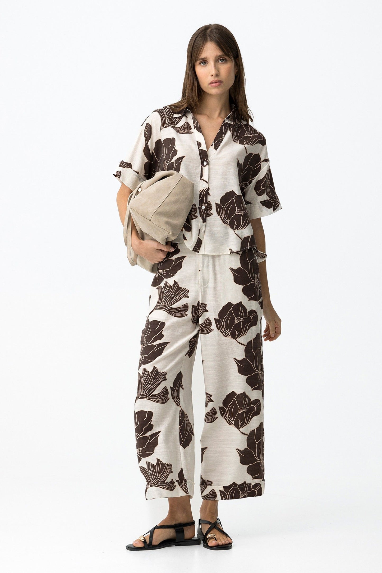 Παντελόνι Culotte με Floral Print