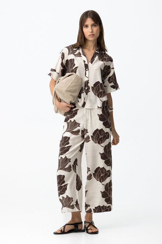 Παντελόνι Culotte με Floral Print