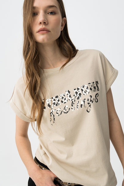 T-shirt με Στάμπα Amazing Feeling