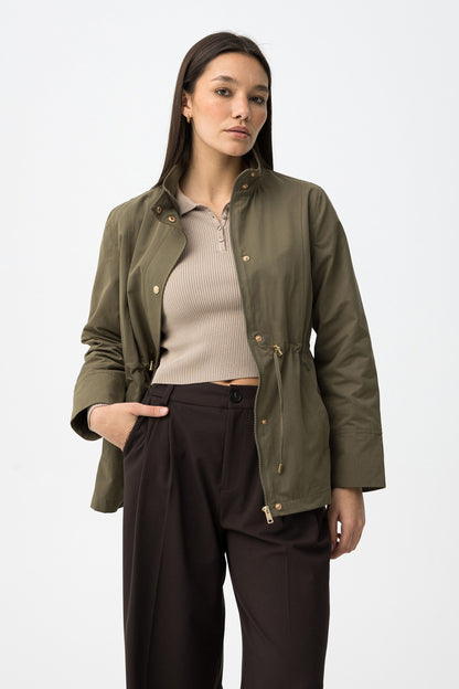 Μπουφάν Λεπτό με Ψηλό Γιακά και Κορδόνι στην Μέση