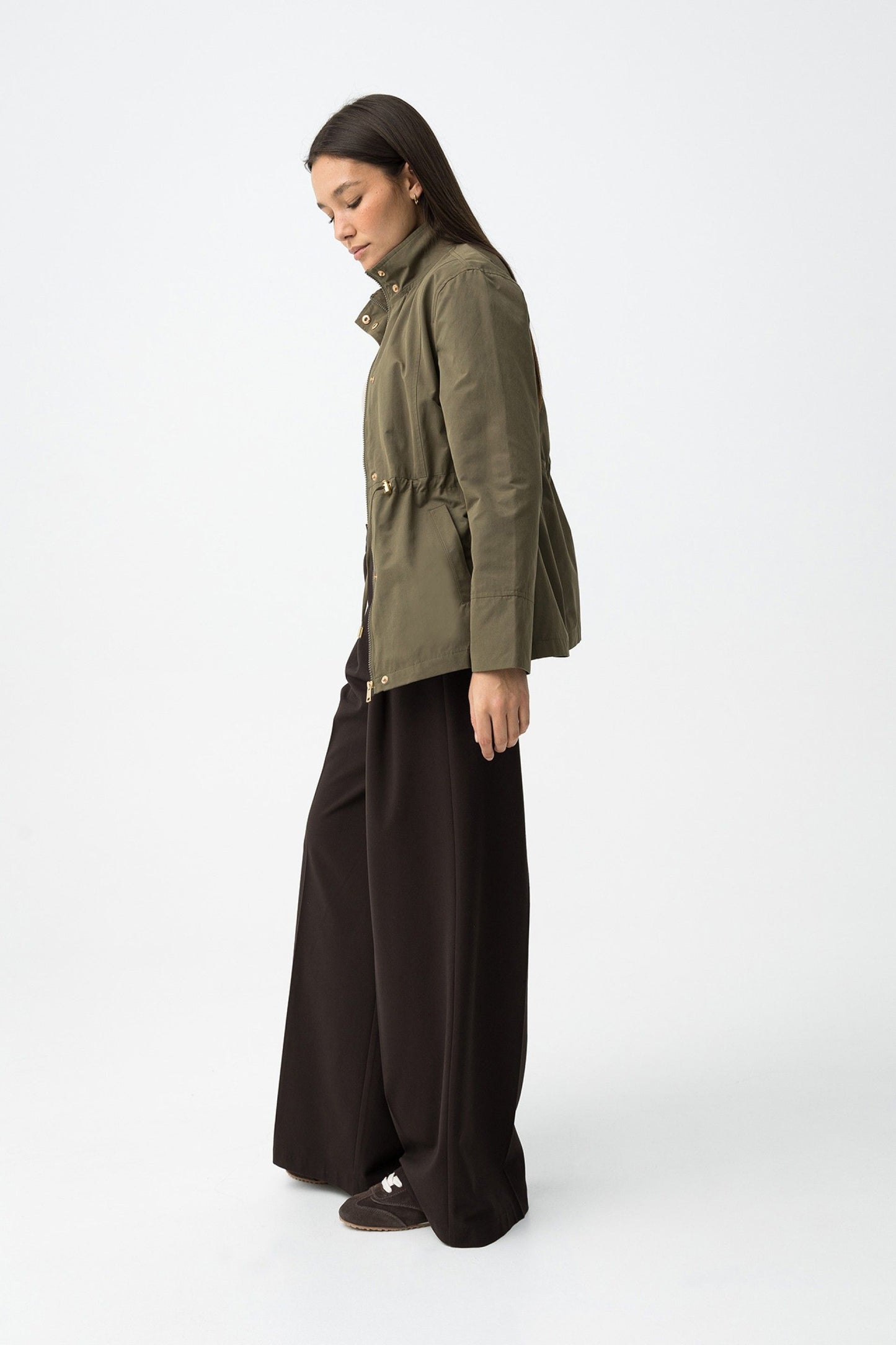 Μπουφάν Λεπτό με Ψηλό Γιακά και Κορδόνι στην Μέση