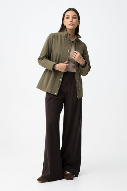 Μπουφάν Λεπτό με Ψηλό Γιακά και Κορδόνι στην Μέση